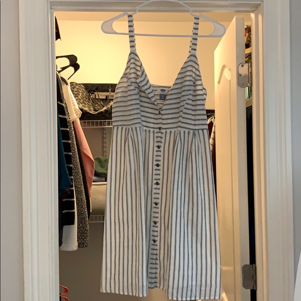 Grey and white striped summer dress